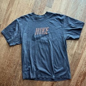Nike T-Shirt Short Sleeve Mens Large Gray Big Logo Tee 100% Cotton